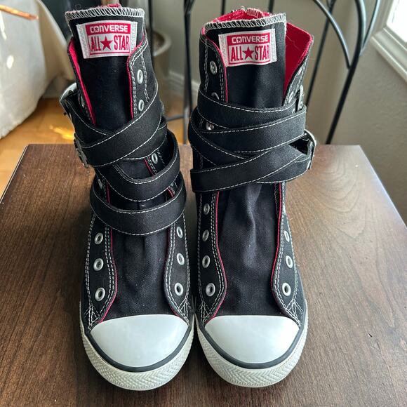 Converse Chuck Taylor Sydney black red buckles no laces women’s size 8 - Picture 7 of 8